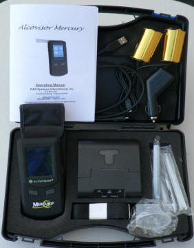 Alcovisor Mercury Breathalyser Pack showing contents